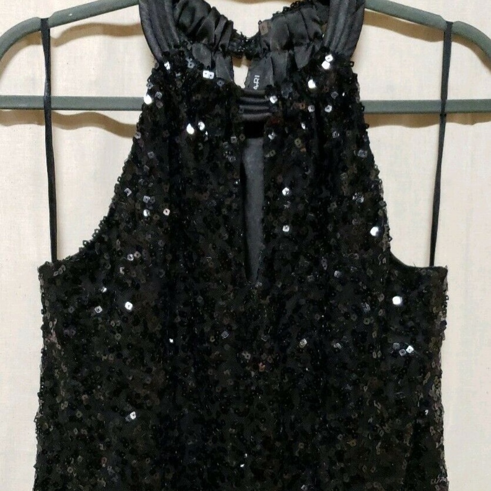Tahari Womens Sz S Hope Blouse Black Sequin Tank